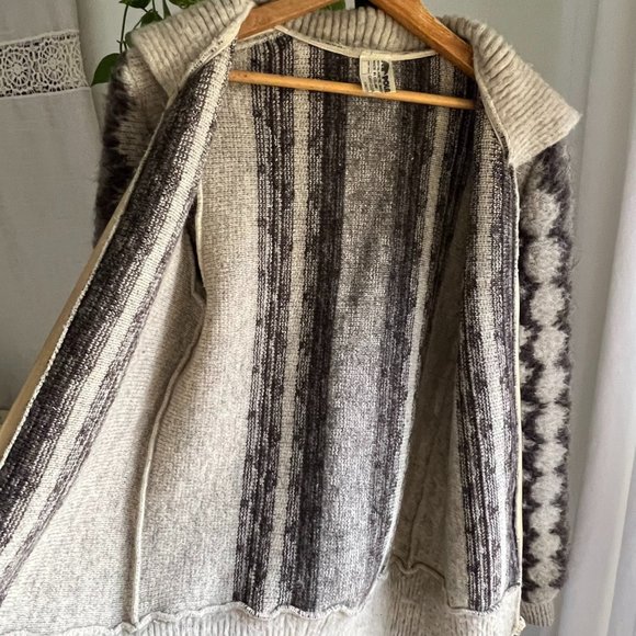 VINTAGE Polarknit Iceland Arctic Sheep Wool Zip Front Sailor Collar Jacket Rare - Picture 5 of 10